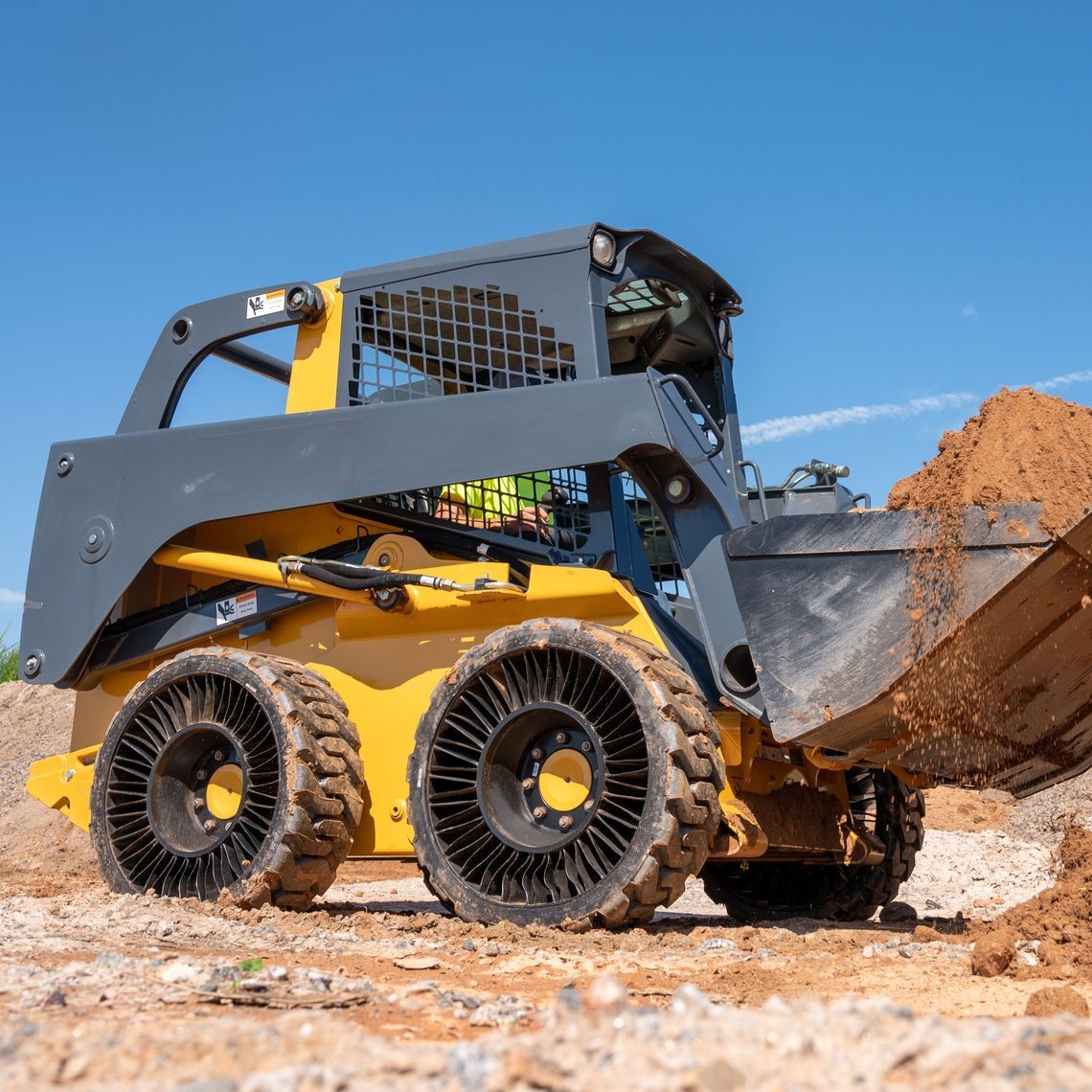 Skid Steer tyres in working construction environment