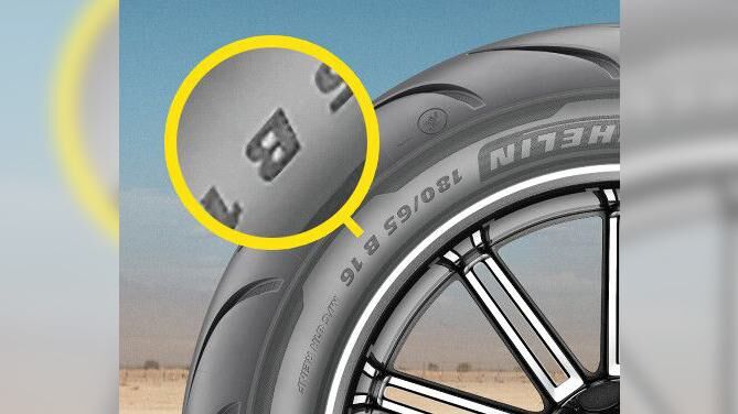 A bias belted tyre is identified by the letter B on the tyre