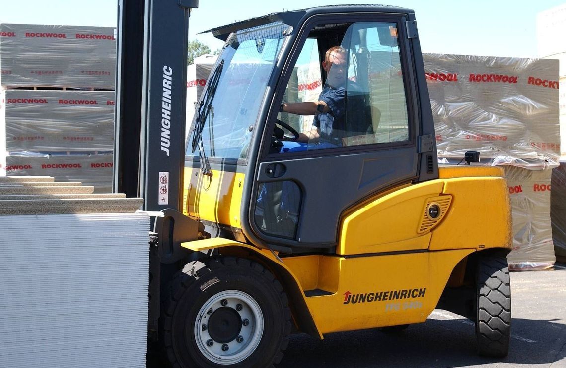 Forklift in a warehouse