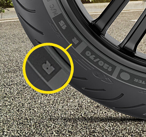 A radial tyre is identified by the letter R on the tyre