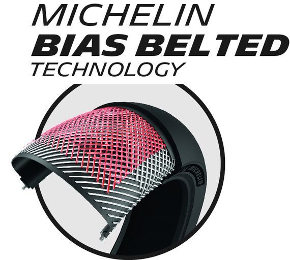 michelin casing technologies logo biasbelted one half
