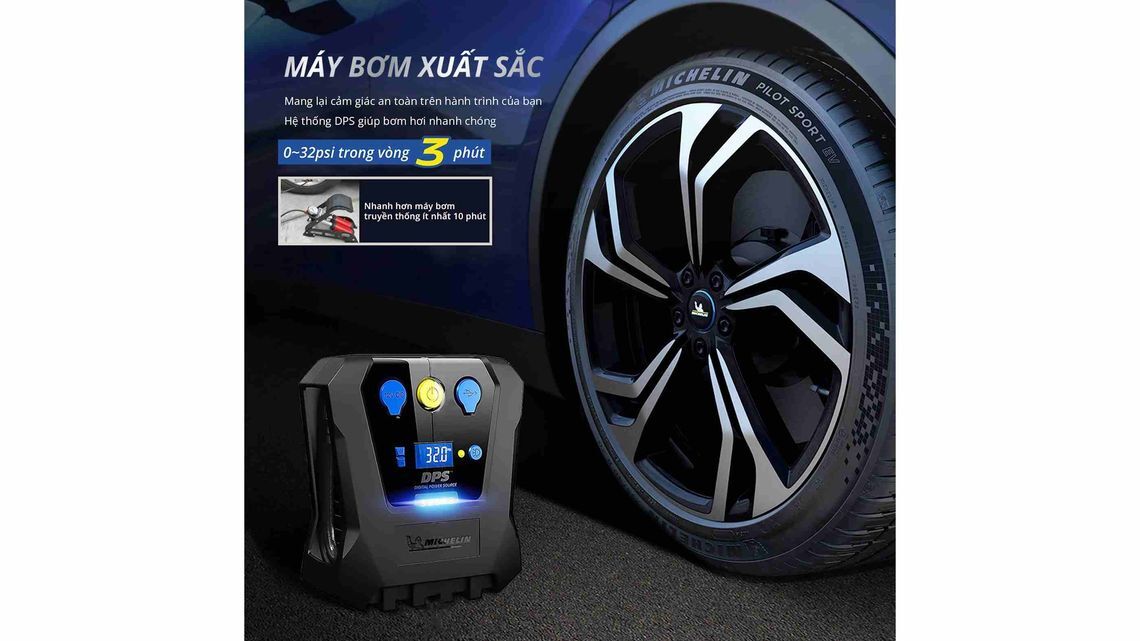 Kiểm tra áp suất lốp bằng máy bơm