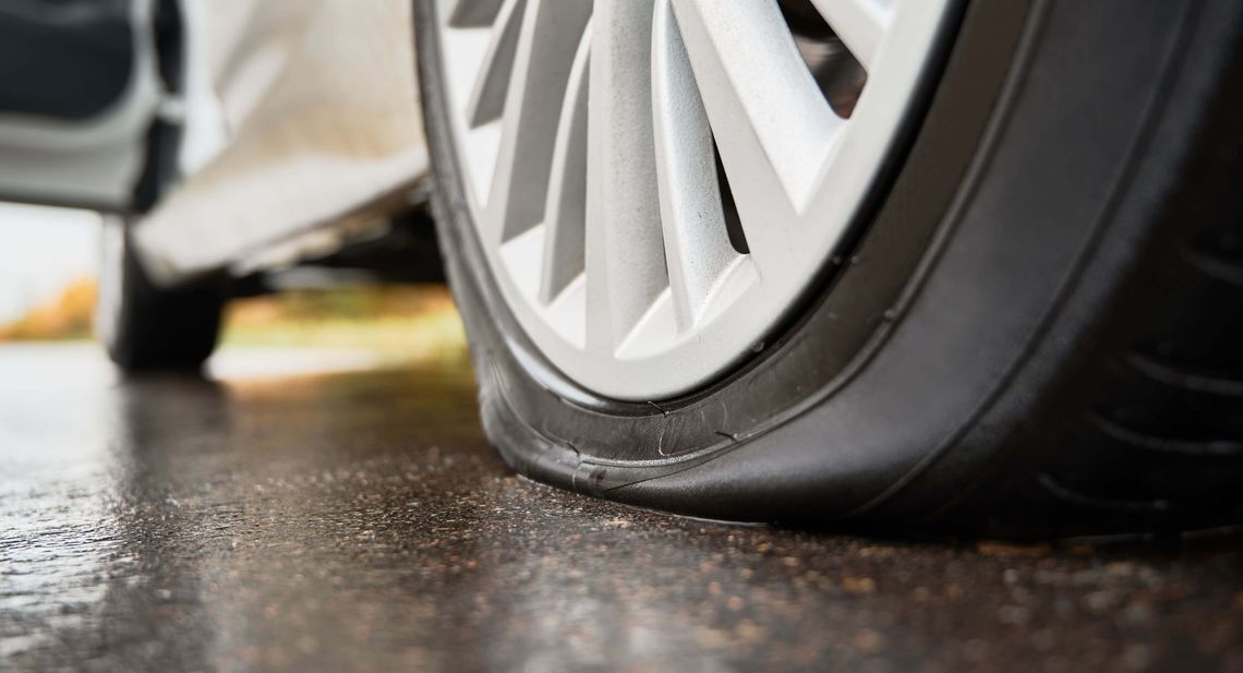 Punctured tire roadside