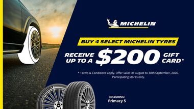 Vehicle fitted with Michelin Primacy 5 tyres on the left handside and with the Michelin Promotion buy a set of 4 selected Michelin Passenger car tyres to get up to $200