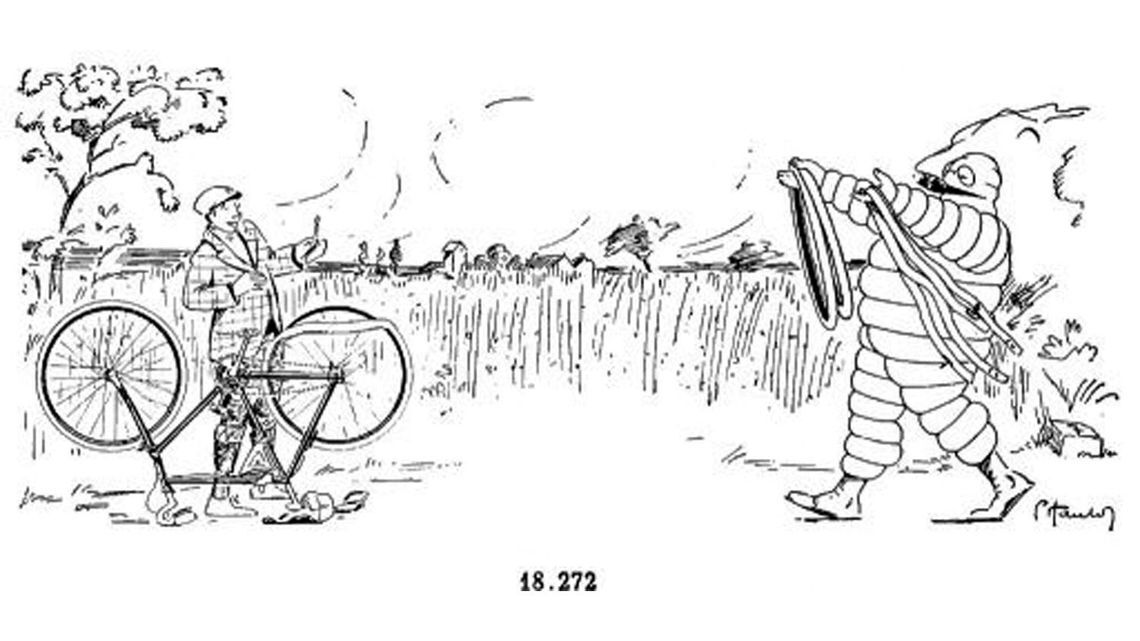 サイクリストを助けるミシュランマン