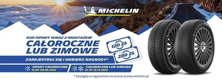 Odbierz nawet 280 zł za zakup nowych opon MICHELIN!