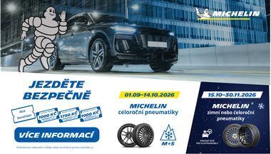 ZÍSKEJTE AŽ 1 750 KČ ZA NÁKUP NOVÝCH PNEUMATIK MICHELIN!