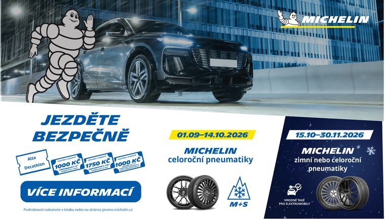 ZÍSKEJTE AŽ 1 750 KČ ZA NÁKUP NOVÝCH PNEUMATIK MICHELIN!