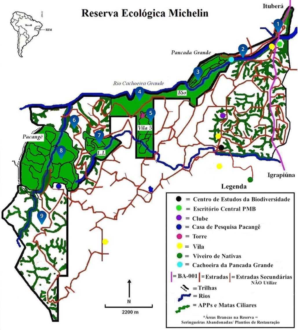 mapa da reserva ecológica michelin