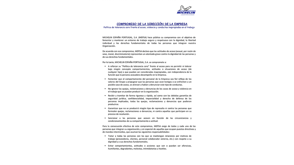 Declaración de la dirección de la empresa de 2021