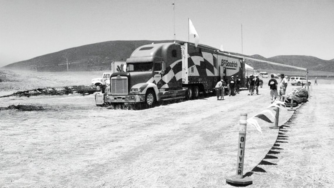 Image of BFGoodrich semi-truck outfitted with race insignia