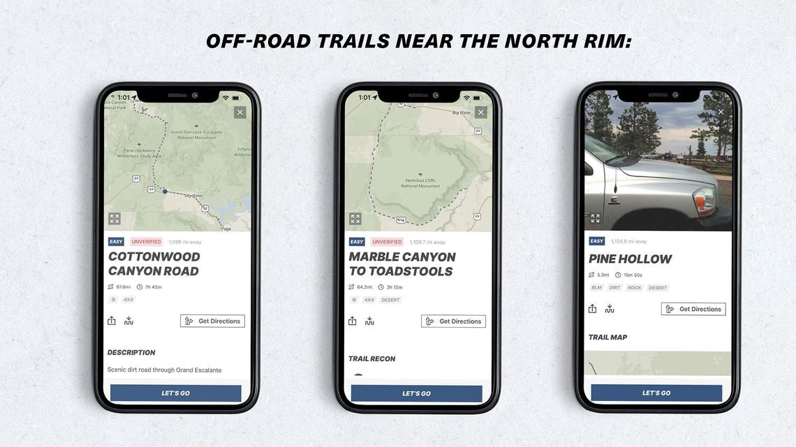 Off-road trails near the north rim
